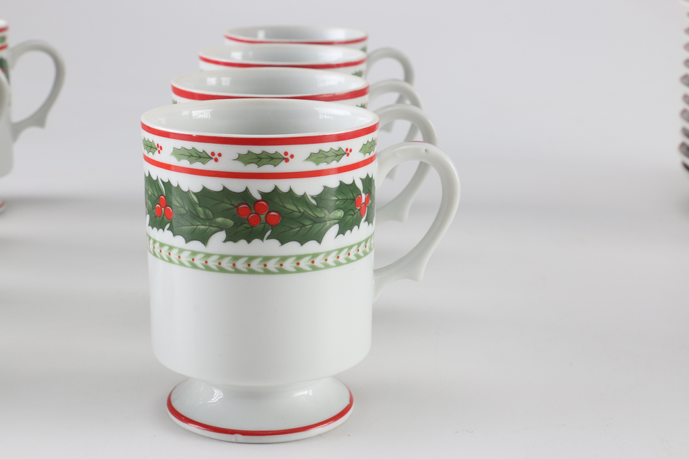 Lefton Holiday Holly Plates and Mugs