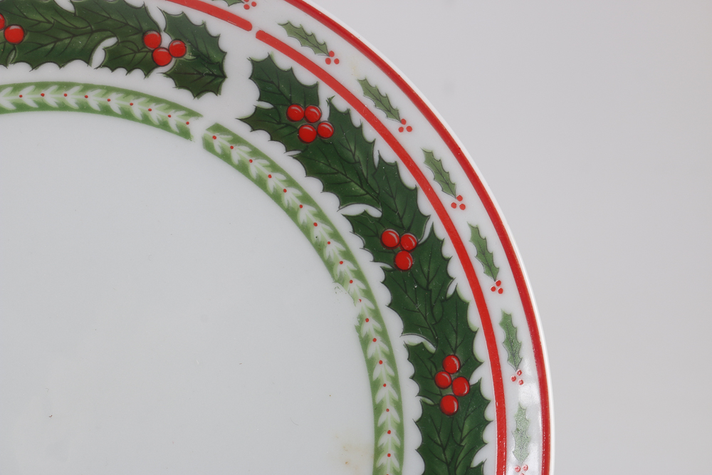 Lefton Holiday Holly Plates and Mugs