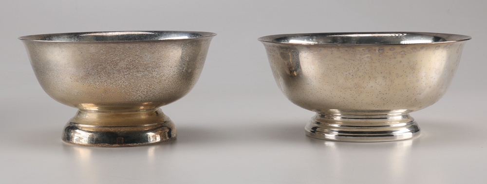 Silver Plate Platter and Paul Revere Style Bowls