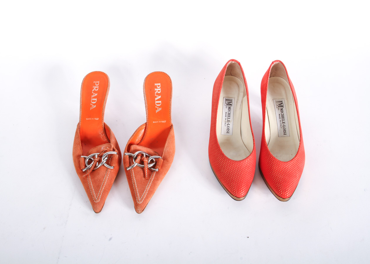 Prada and Michele-Loisi Orange Heels
