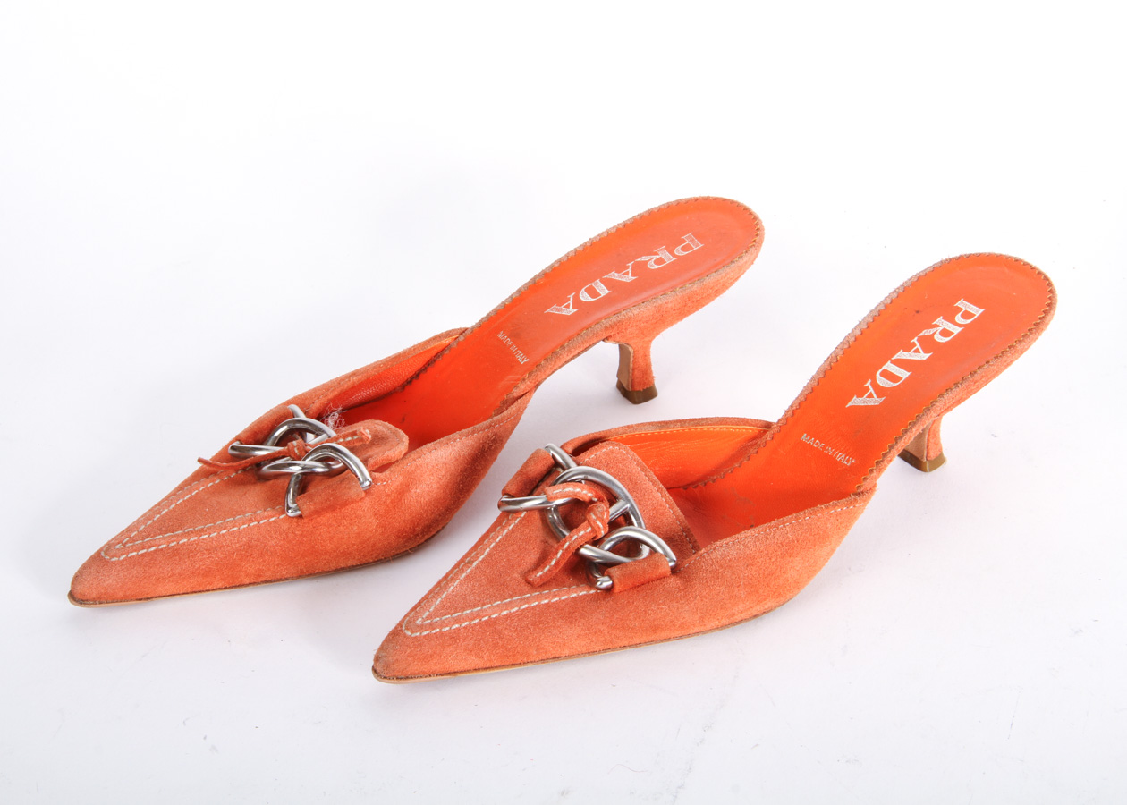 Prada and Michele-Loisi Orange Heels