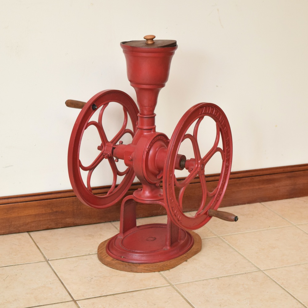 Antique Red Painted Cast Iron Fairbanks Morse & Co. Commercial Coffee Grinder
