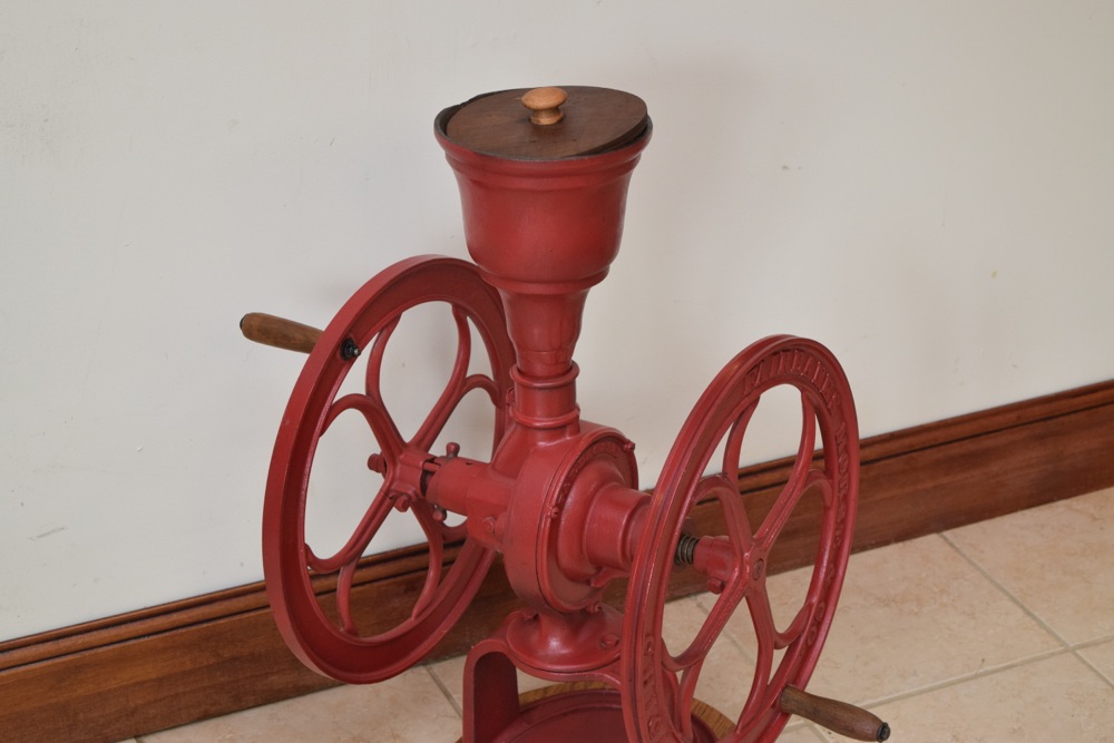 Antique Red Painted Cast Iron Fairbanks Morse & Co. Commercial Coffee Grinder
