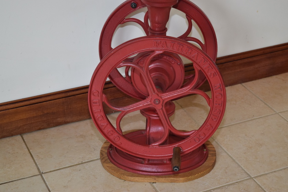 Antique Red Painted Cast Iron Fairbanks Morse & Co. Commercial Coffee Grinder