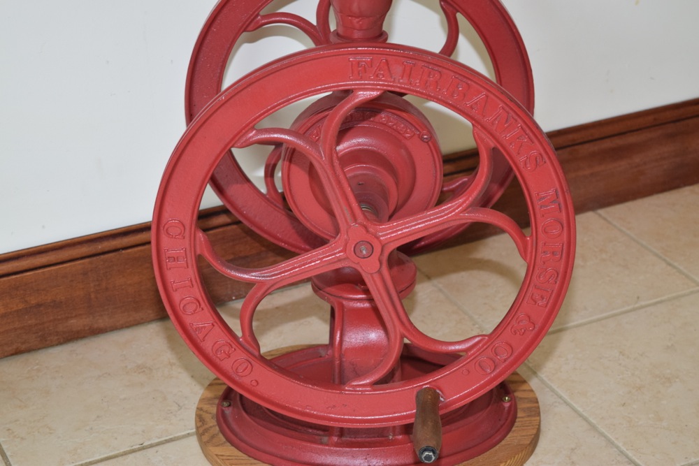 Antique Red Painted Cast Iron Fairbanks Morse & Co. Commercial Coffee Grinder
