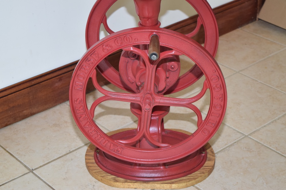 Antique Red Painted Cast Iron Fairbanks Morse & Co. Commercial Coffee Grinder