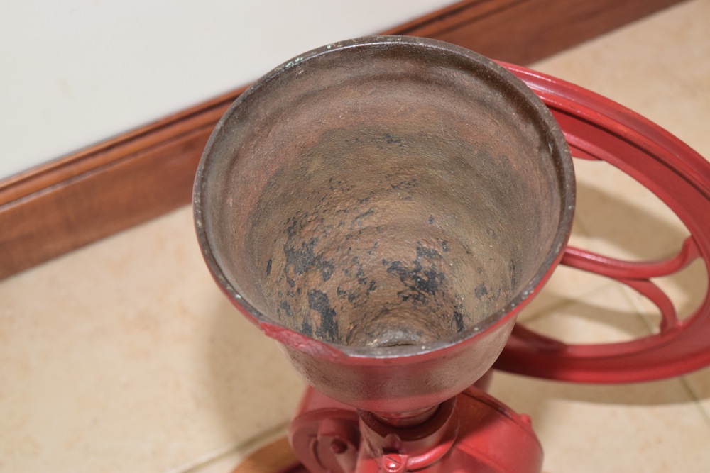 Antique Red Painted Cast Iron Fairbanks Morse & Co. Commercial Coffee Grinder