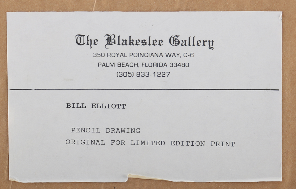 Signed Pencil Drawing by Bill Elliott