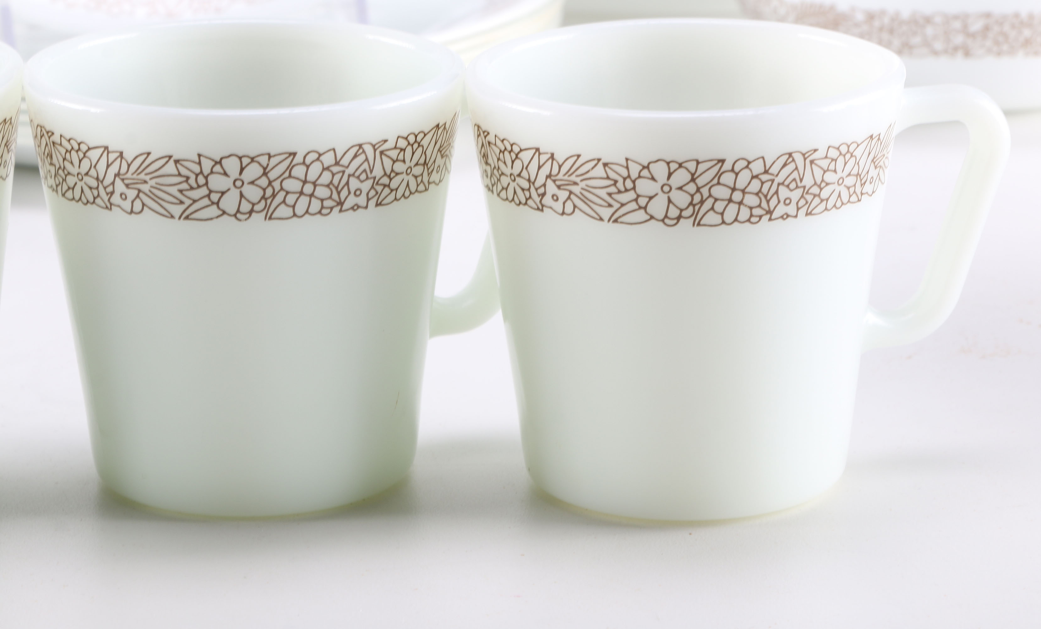 Vintage "Woodland Brown" Corelle and Pyrex Dinnerware