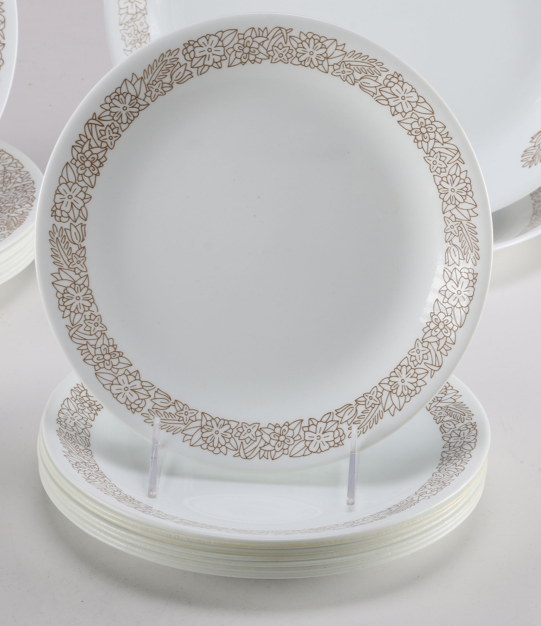 Vintage "Woodland Brown" Corelle and Pyrex Dinnerware