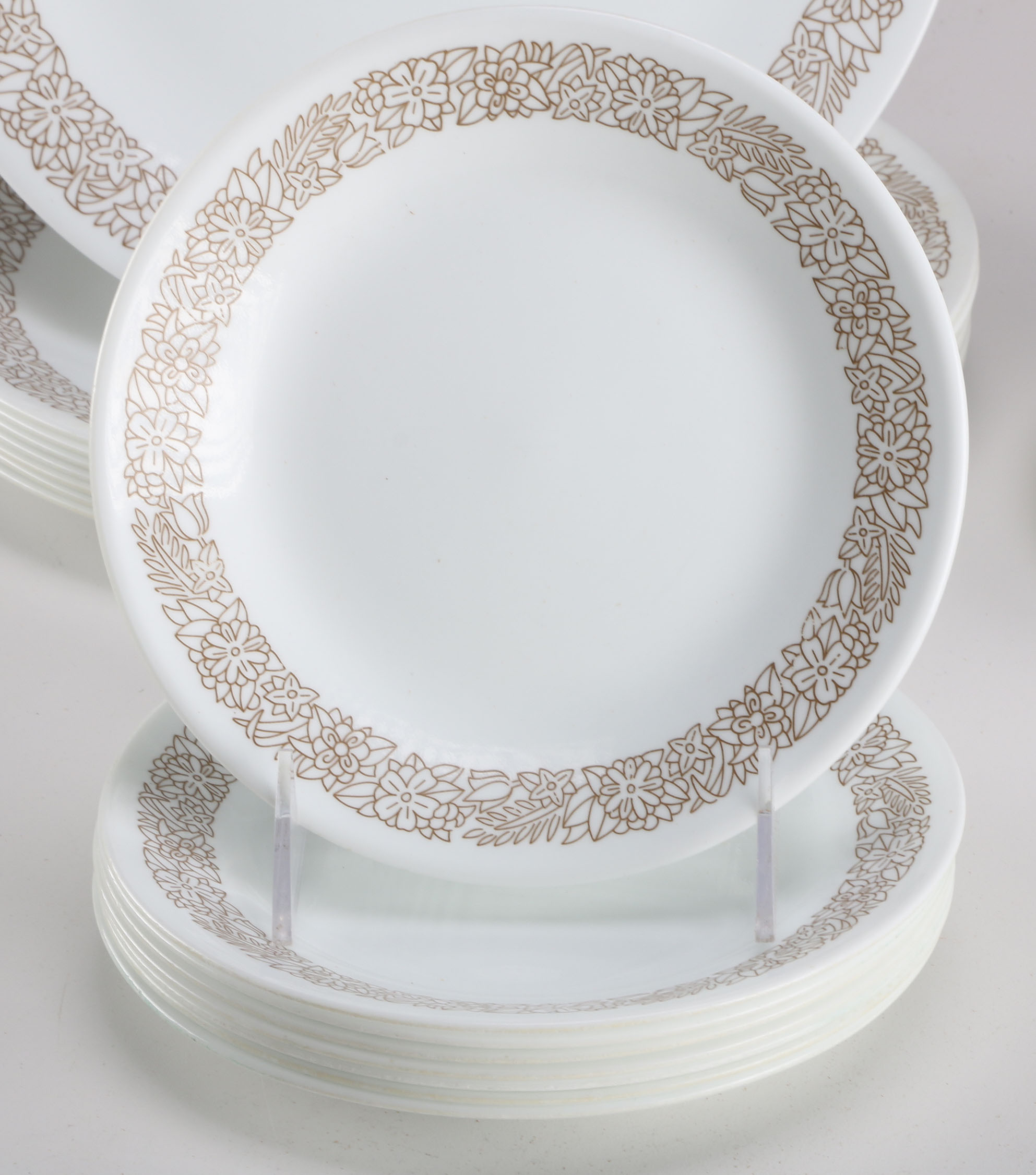 Vintage "Woodland Brown" Corelle and Pyrex Dinnerware