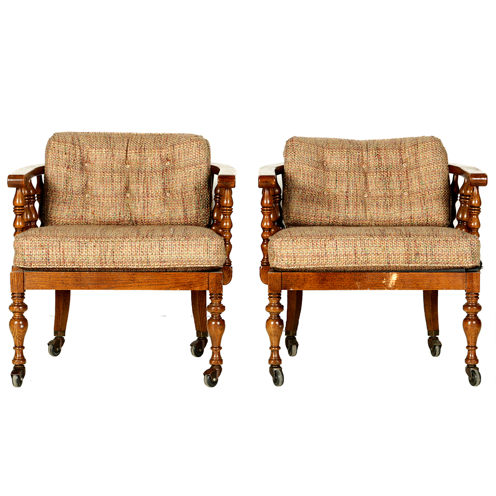 Pair of Cushioned Captain's Chairs