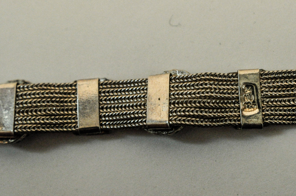 Silver Tone Green Stone Bracelet