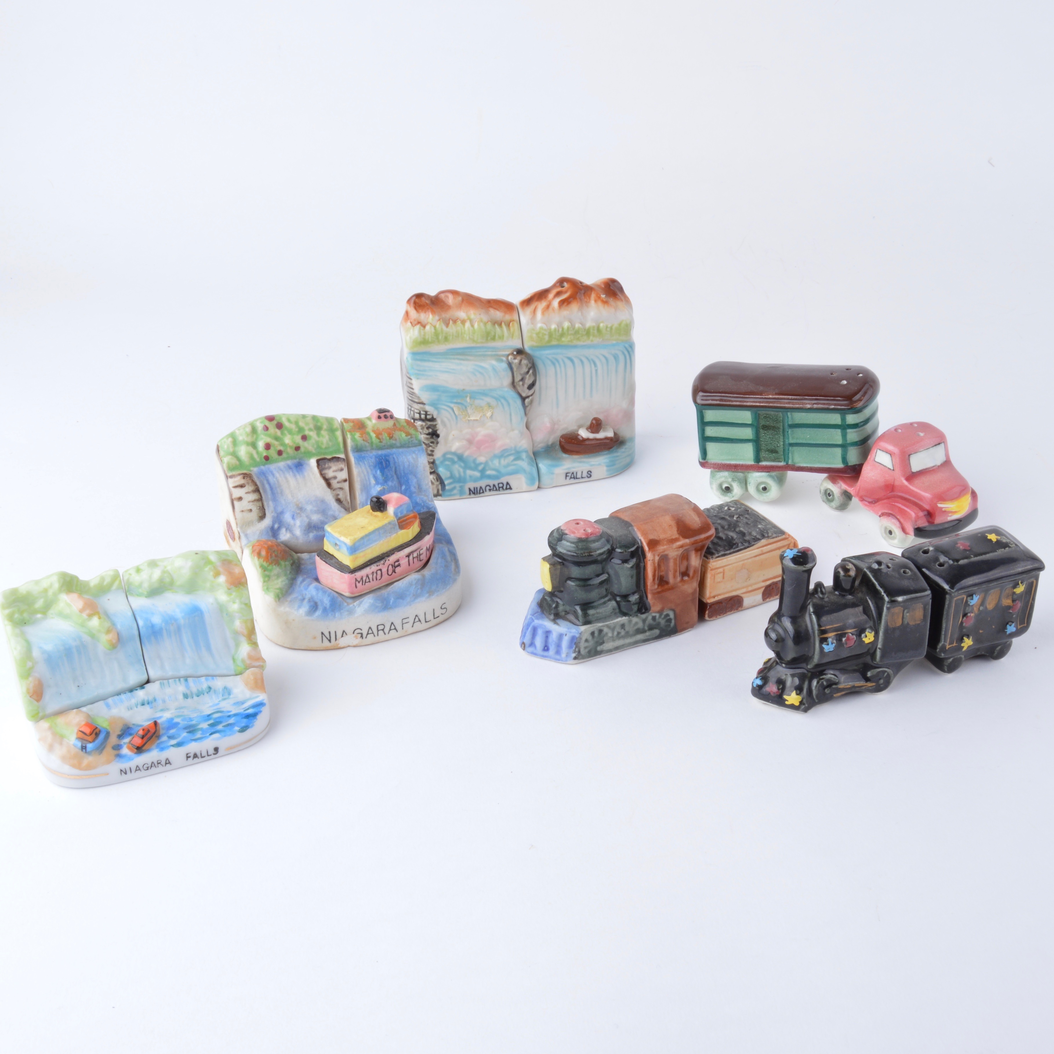 Collection of Vintage Travel Theme Salt and Pepper Shakers