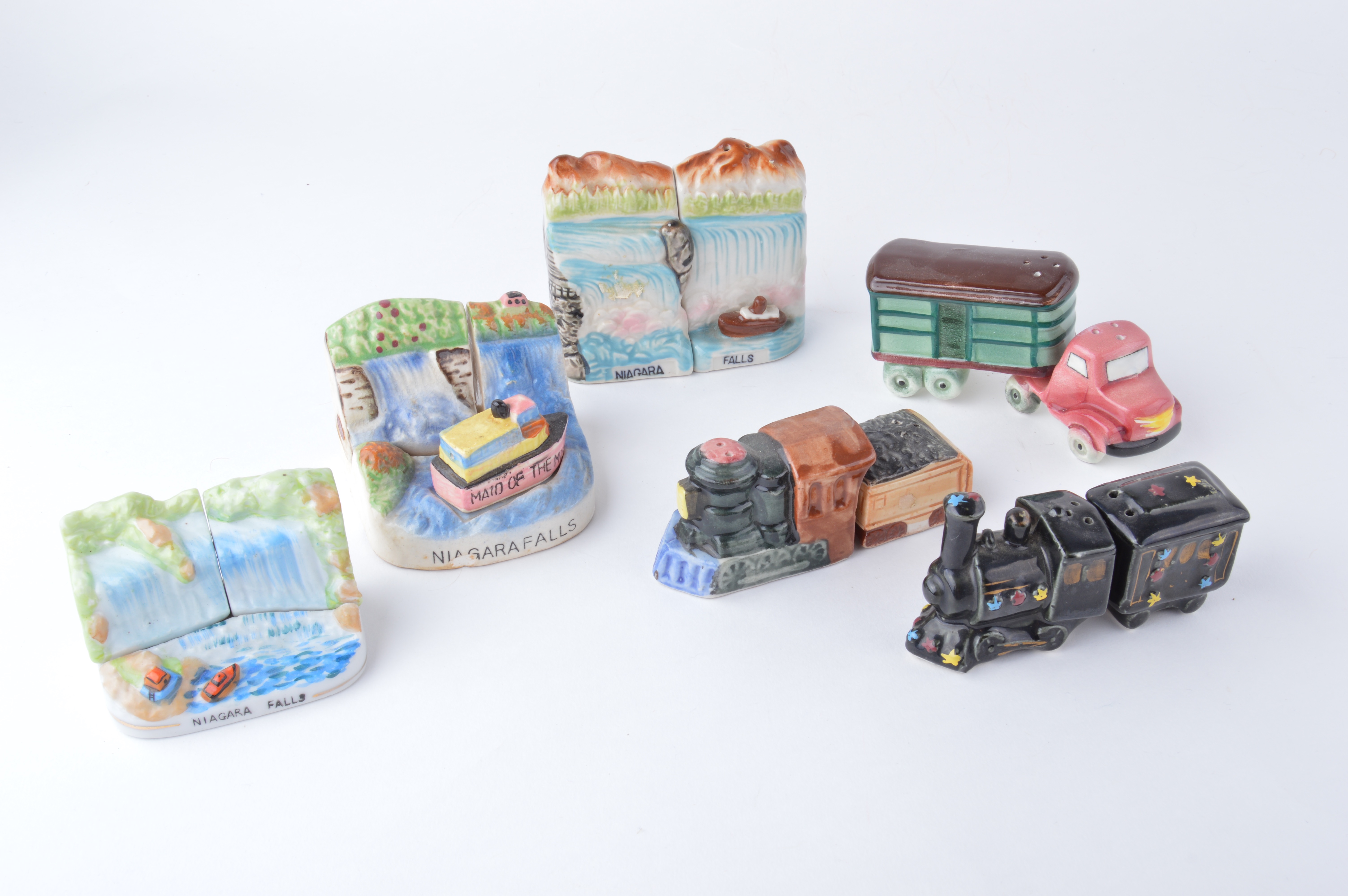 Collection of Vintage Travel Theme Salt and Pepper Shakers