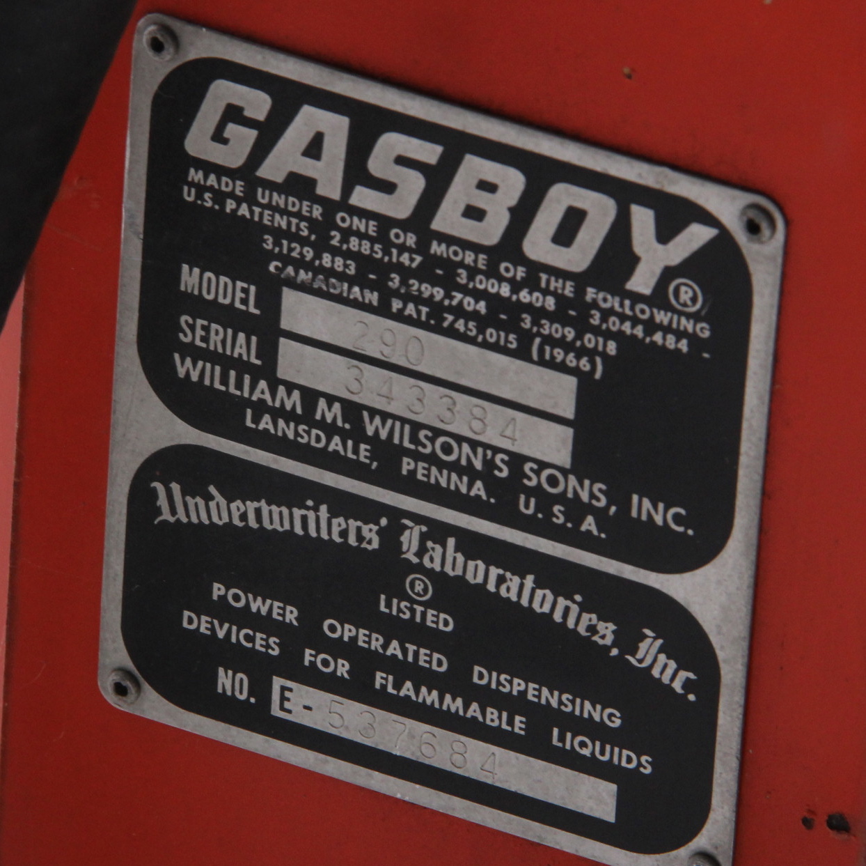 Vintage GASBOY 290 Gasoline Pump