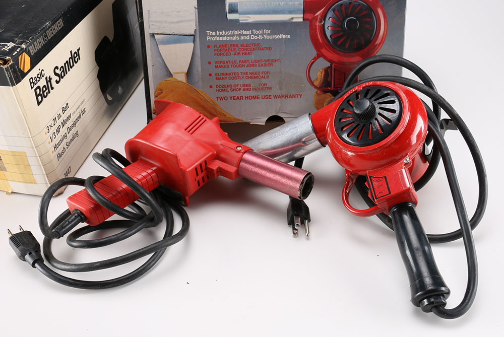 Pair of Heat Guns and a Belt Sander