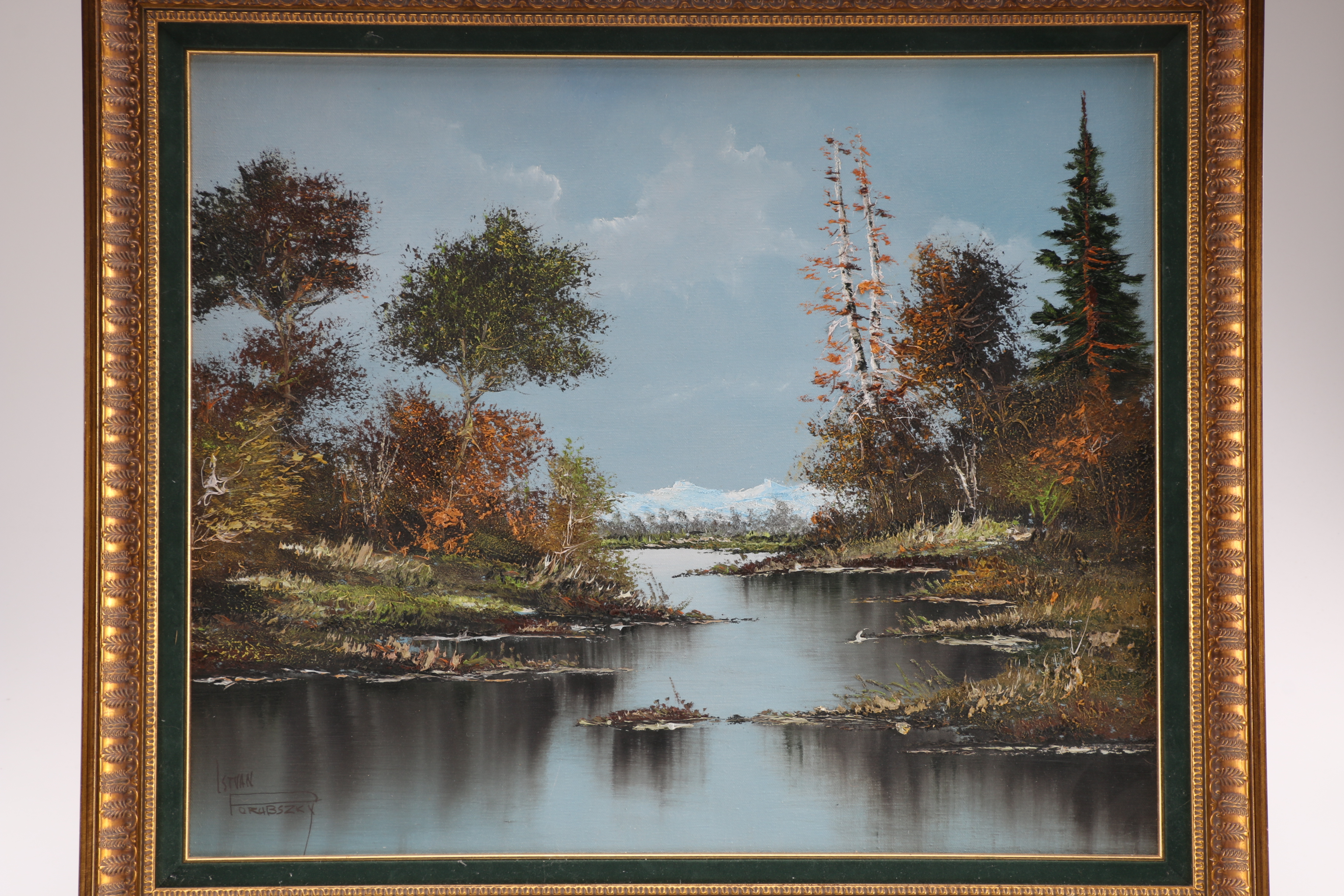 Signed Autumnal Oil on Canvas Landscape by J. Porubszky
