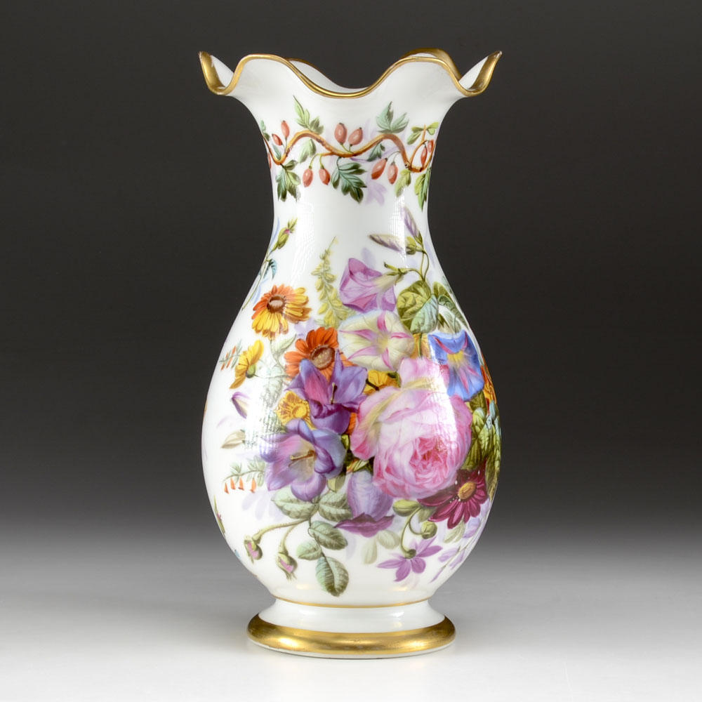 Old Paris Hand-Painted Floral Vase