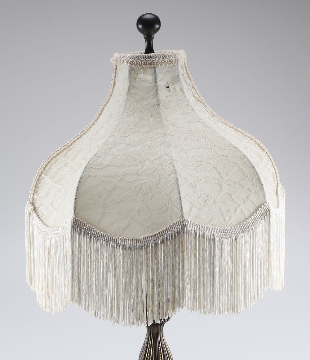 Victorian Style Lamp with Fringed Lace Shade