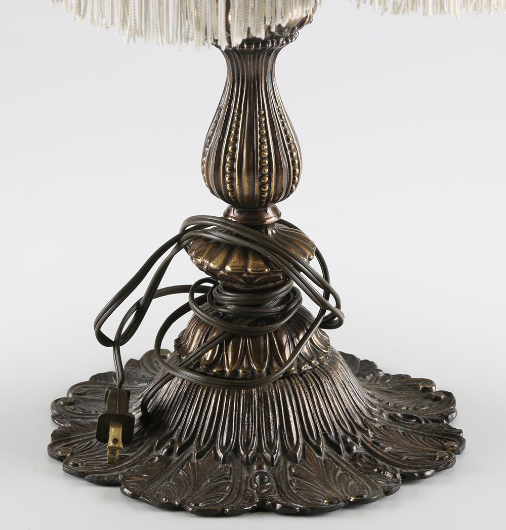 Victorian Style Lamp with Fringed Lace Shade