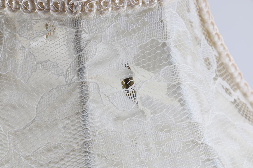 Victorian Style Lamp with Fringed Lace Shade