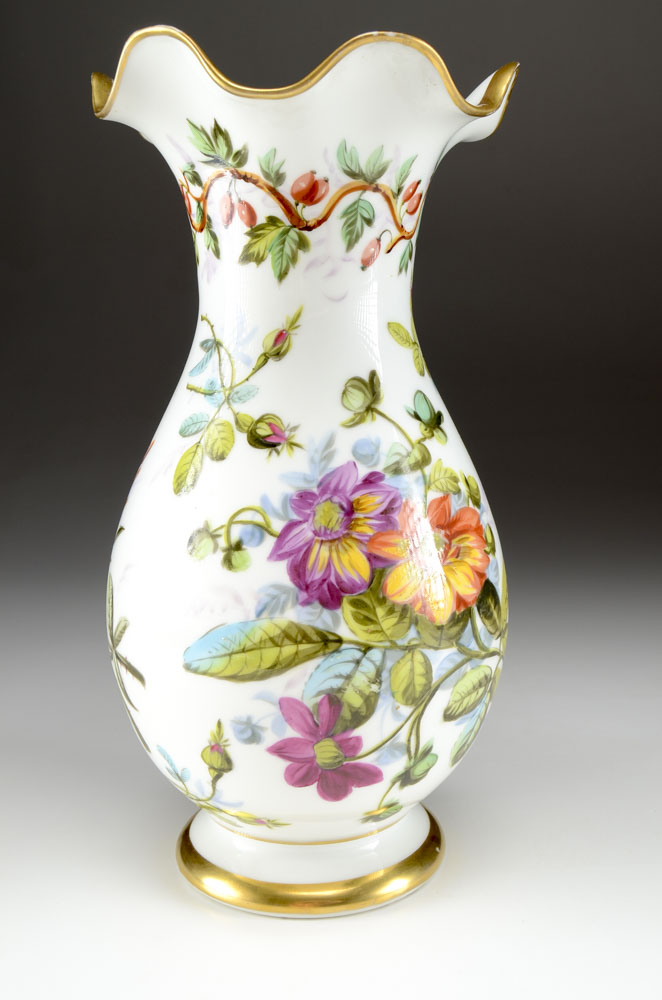 Old Paris Hand-Painted Floral Vase