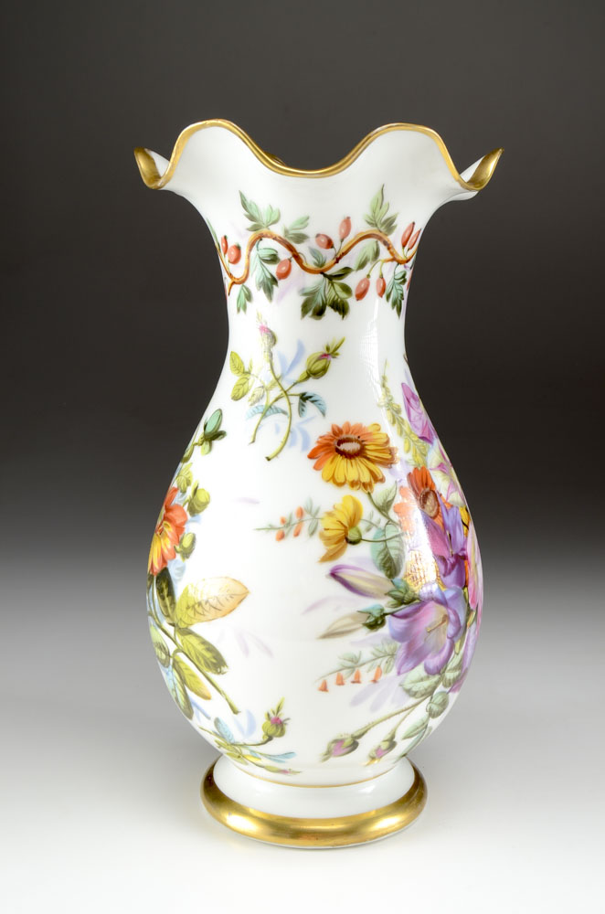 Old Paris Hand-Painted Floral Vase