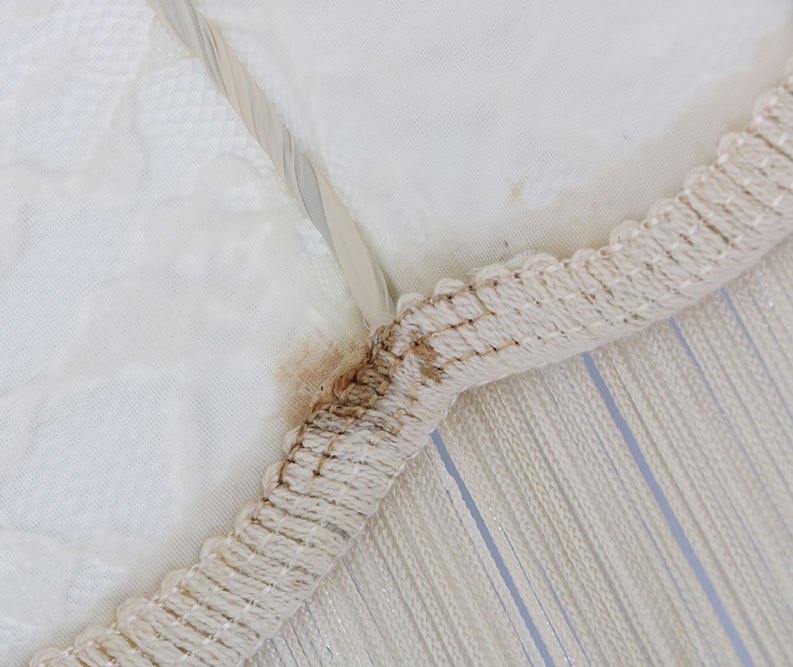 Victorian Style Lamp with Fringed Lace Shade