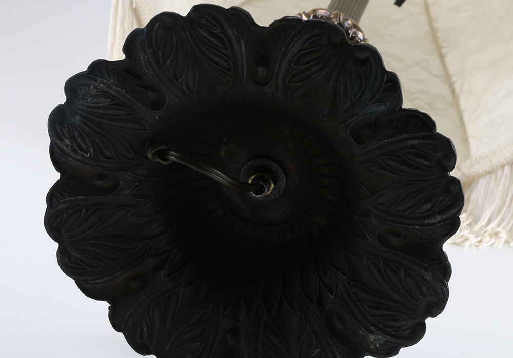 Victorian Style Lamp with Fringed Lace Shade