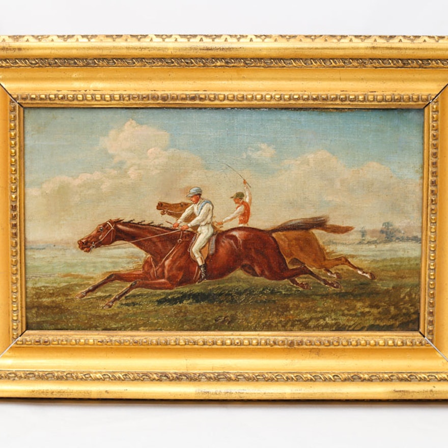 19th Century Painting of English Racehorses