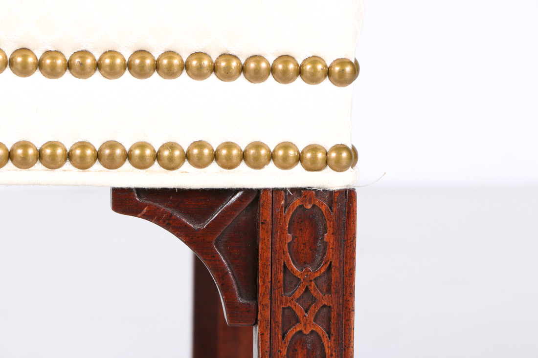 Pair of Hickory Chair White Ottomans