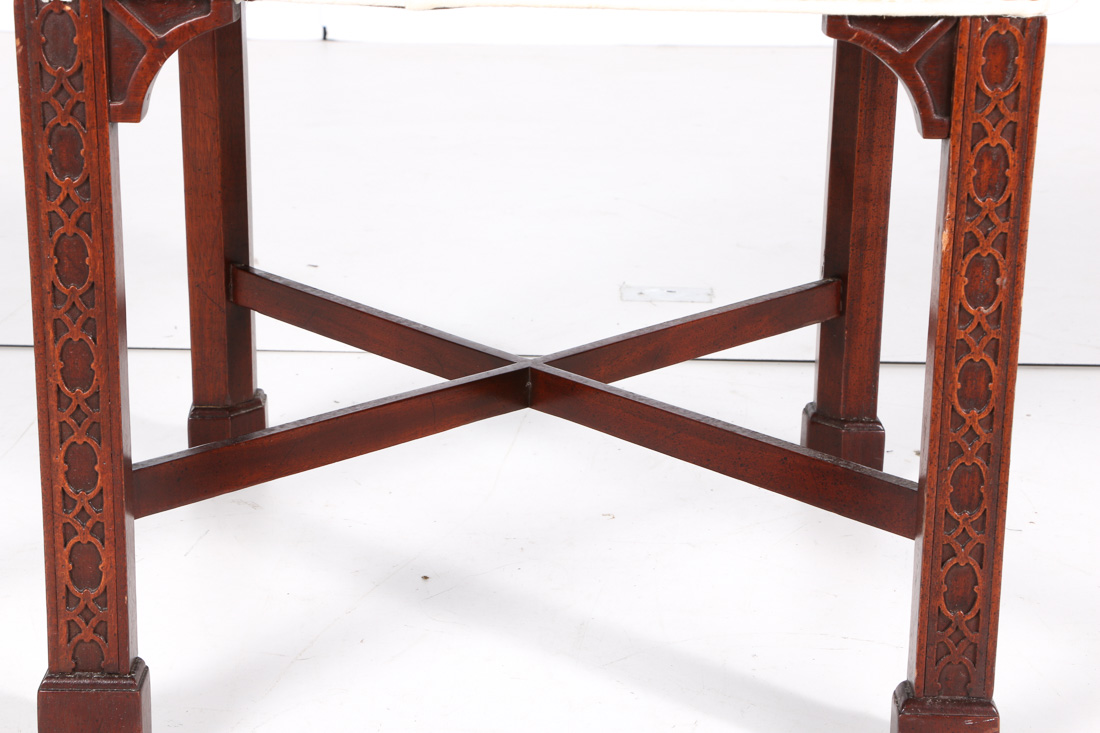 Pair of Hickory Chair White Ottomans