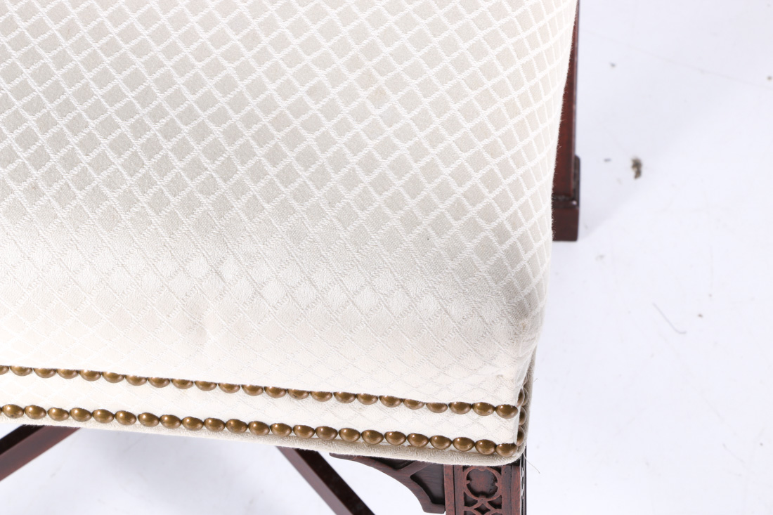 Pair of Hickory Chair White Ottomans