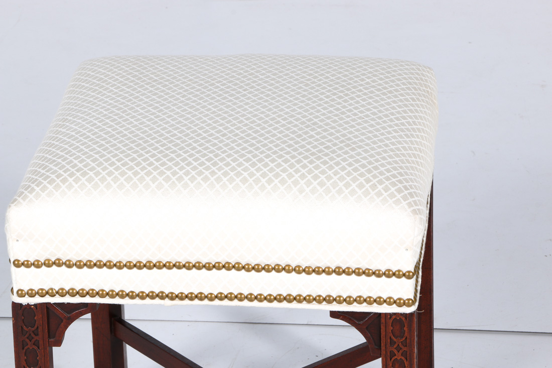 Pair of Hickory Chair White Ottomans