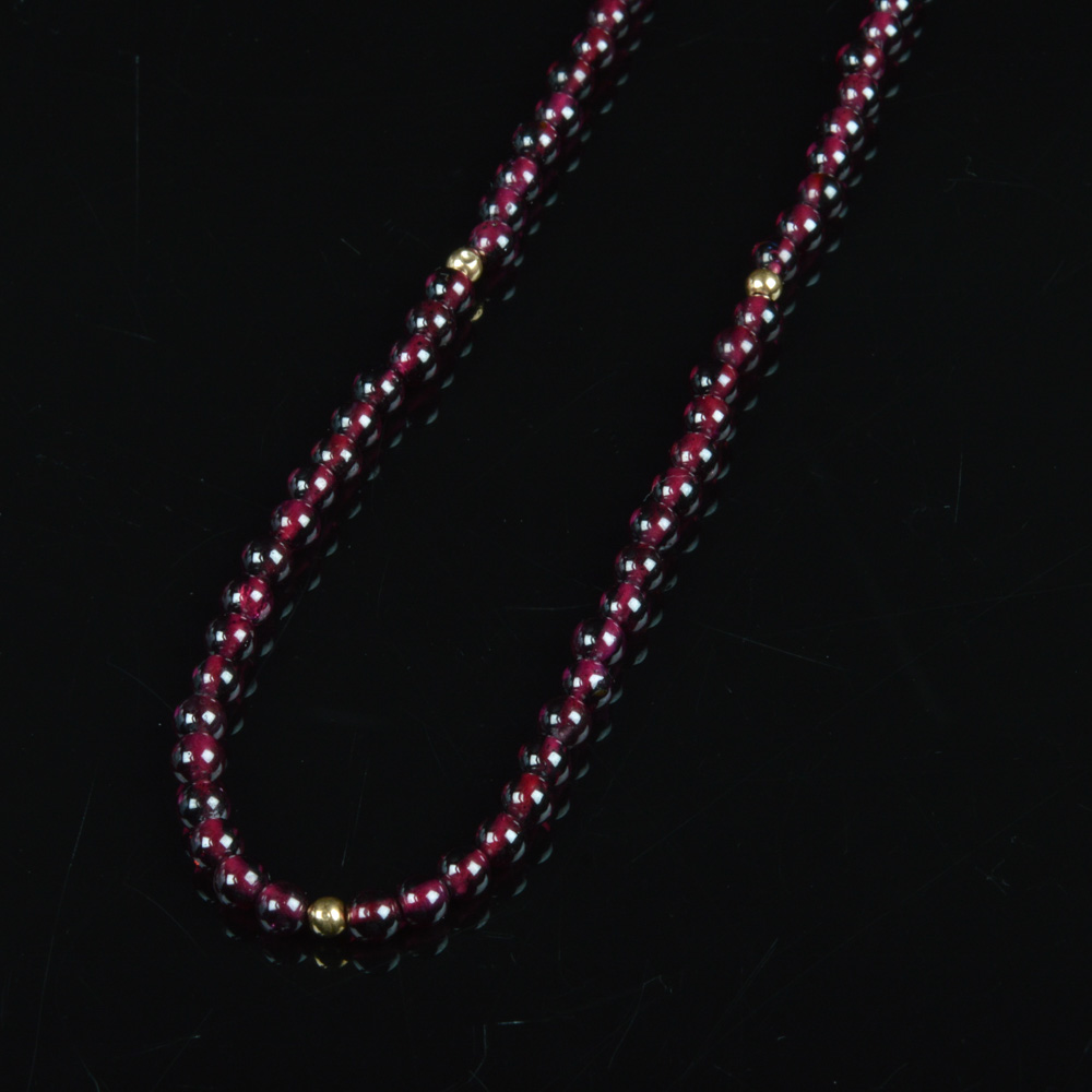 14K Yellow Gold and Garnet Bead Necklace