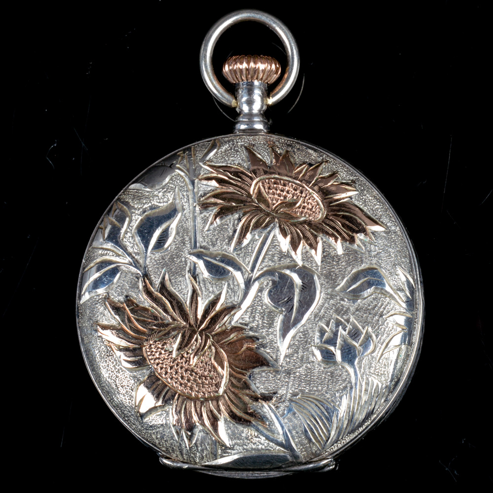 14K Rose Gold and Coin Silver Longines Pocket Watch Circa 1917