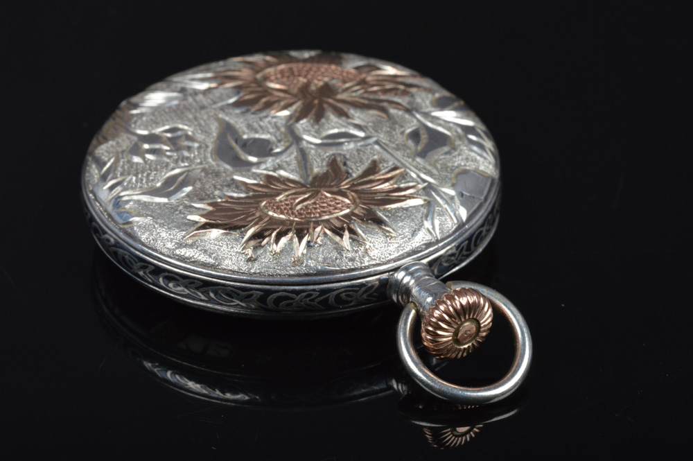 14K Rose Gold and Coin Silver Longines Pocket Watch Circa 1917