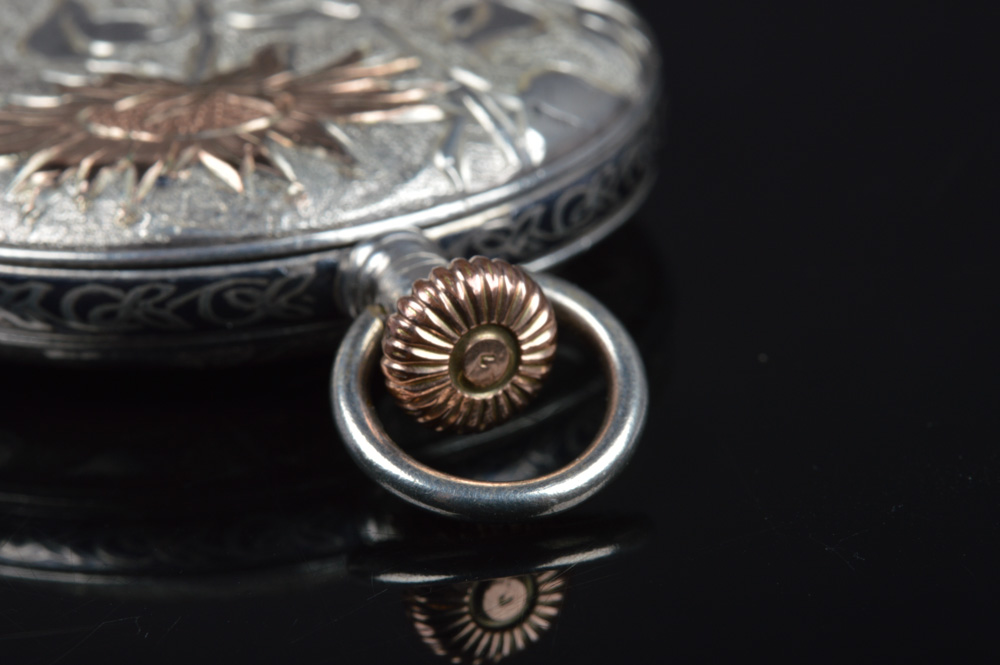 14K Rose Gold and Coin Silver Longines Pocket Watch Circa 1917