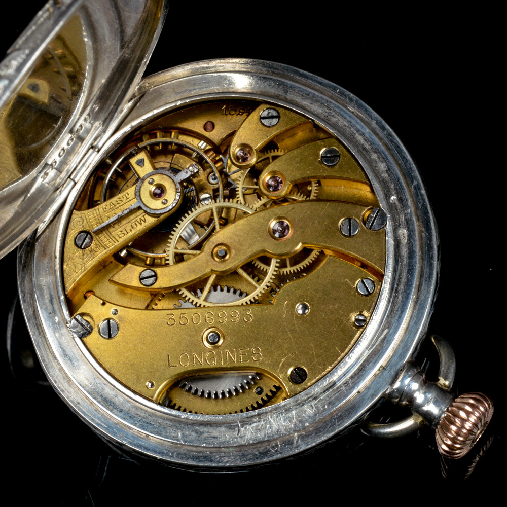 14K Rose Gold and Coin Silver Longines Pocket Watch Circa 1917