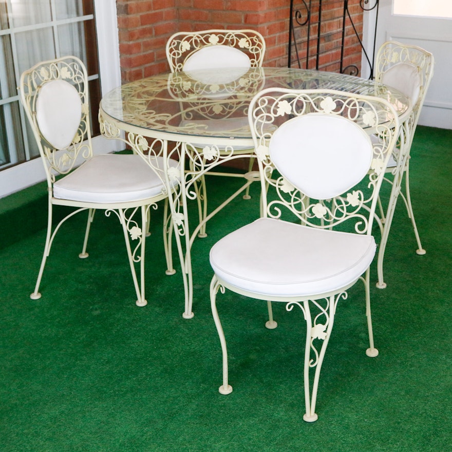 Birmingham Ornamental Wrought Iron Patio Dining Table and Chair Set