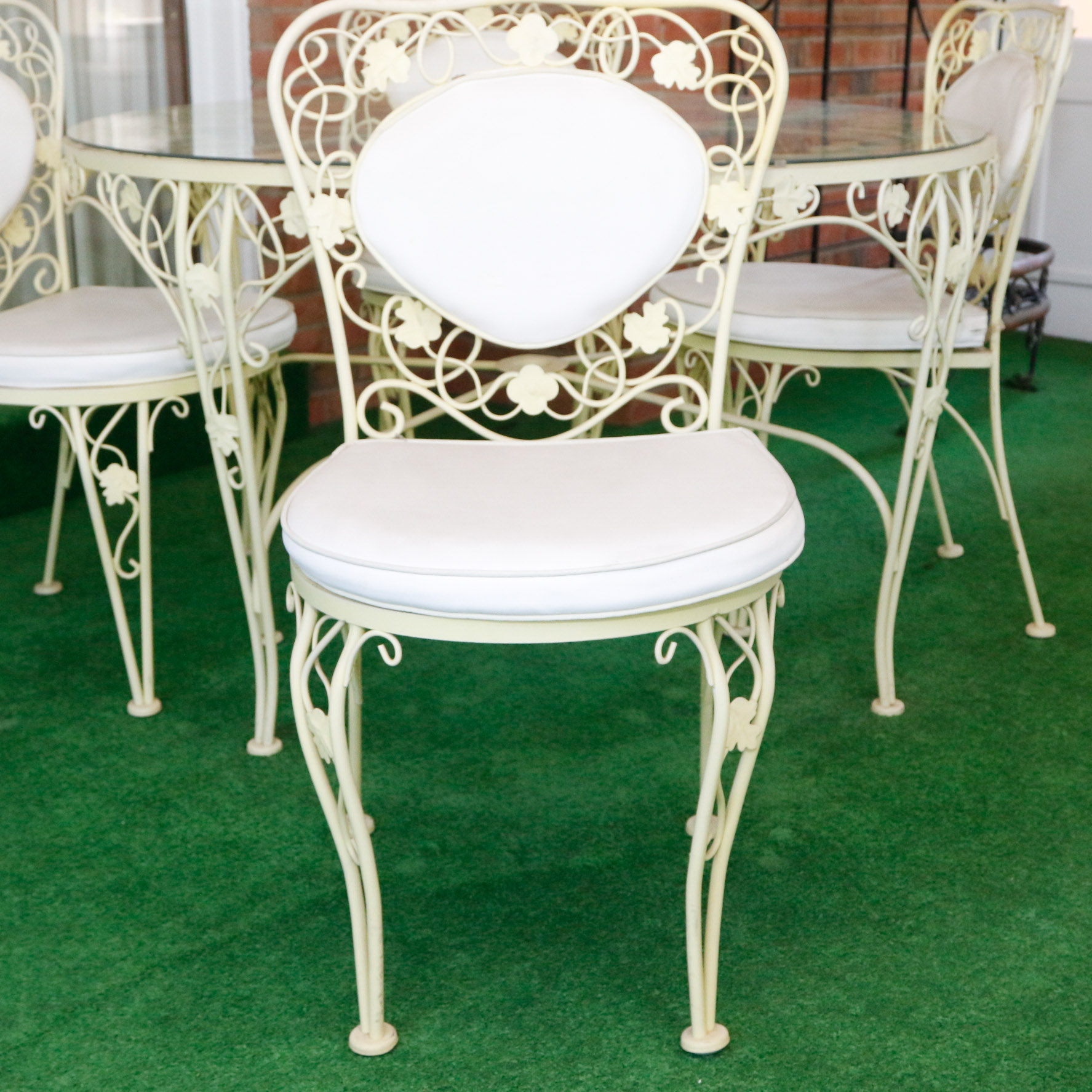 Birmingham Ornamental Wrought Iron Patio Dining Table and Chair Set