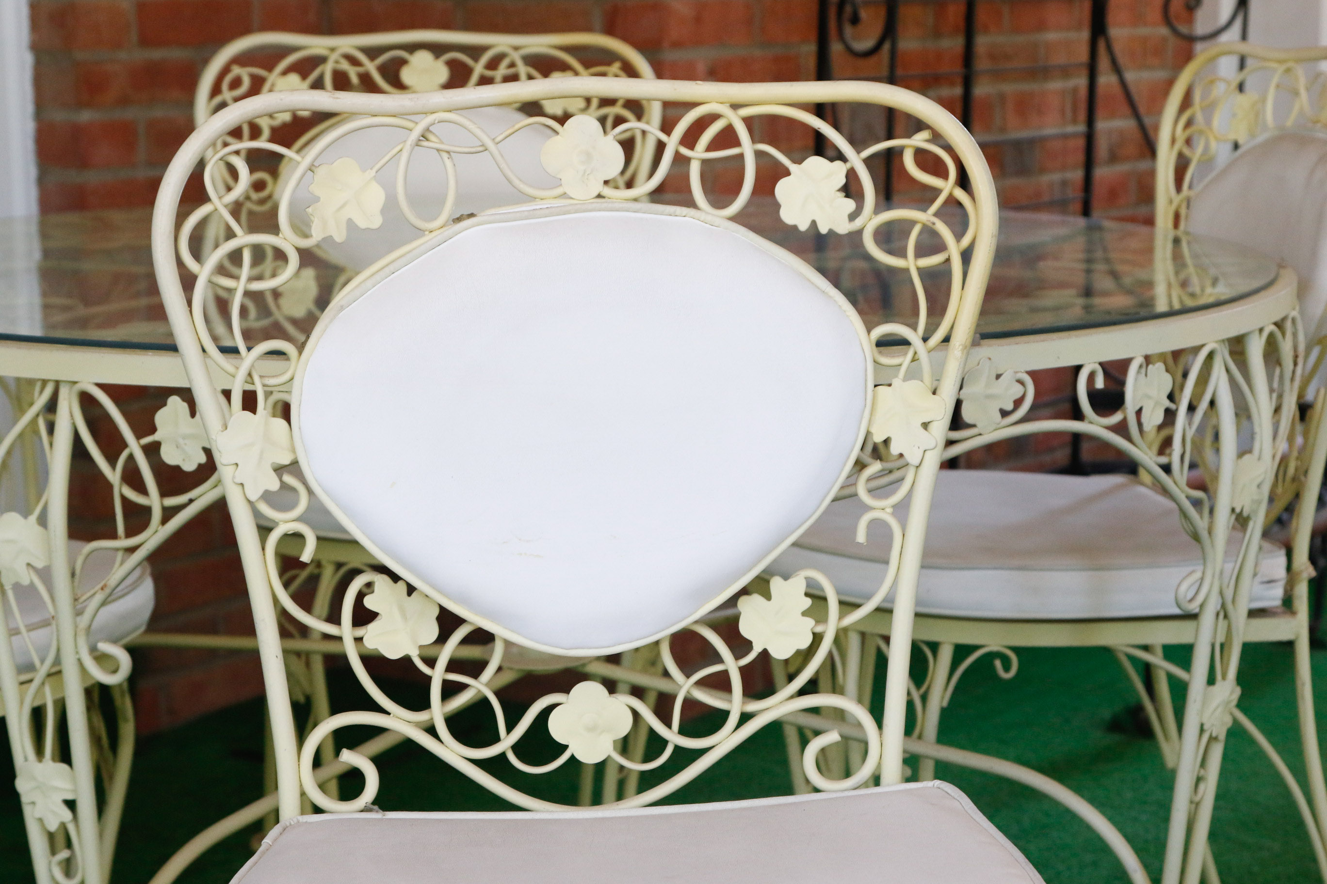 Birmingham Ornamental Wrought Iron Patio Dining Table and Chair Set