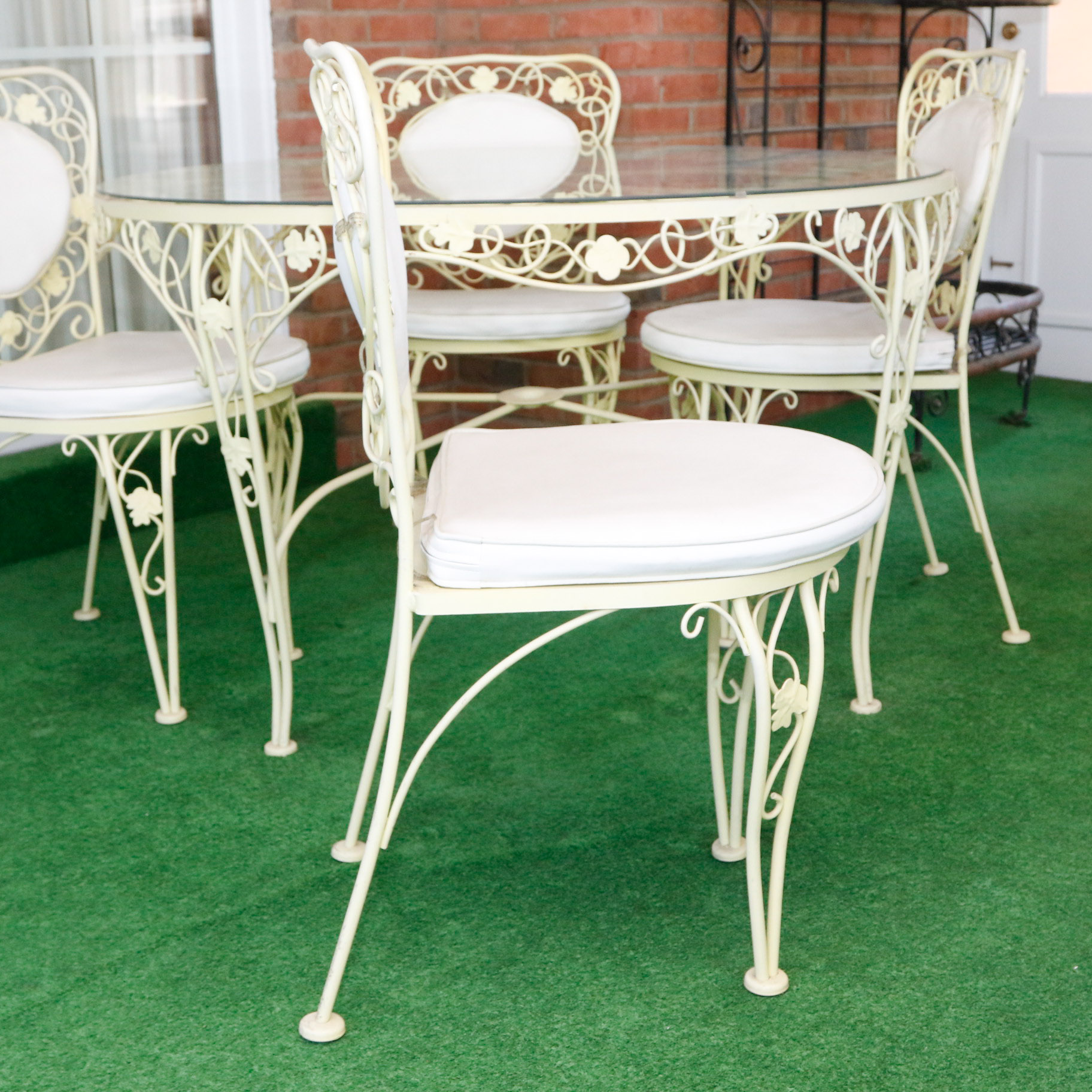 Birmingham Ornamental Wrought Iron Patio Dining Table and Chair Set