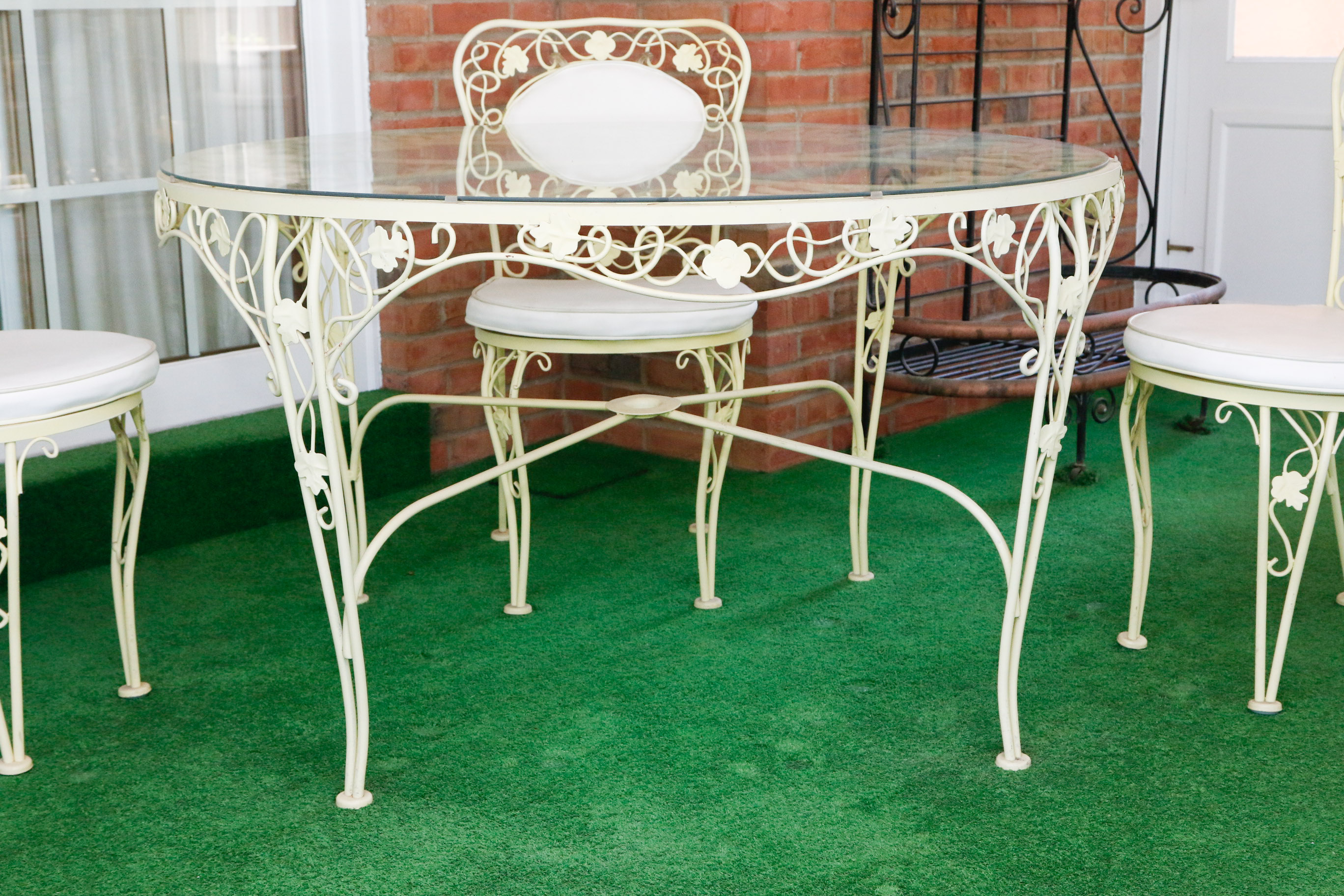 Birmingham Ornamental Wrought Iron Patio Dining Table and Chair Set