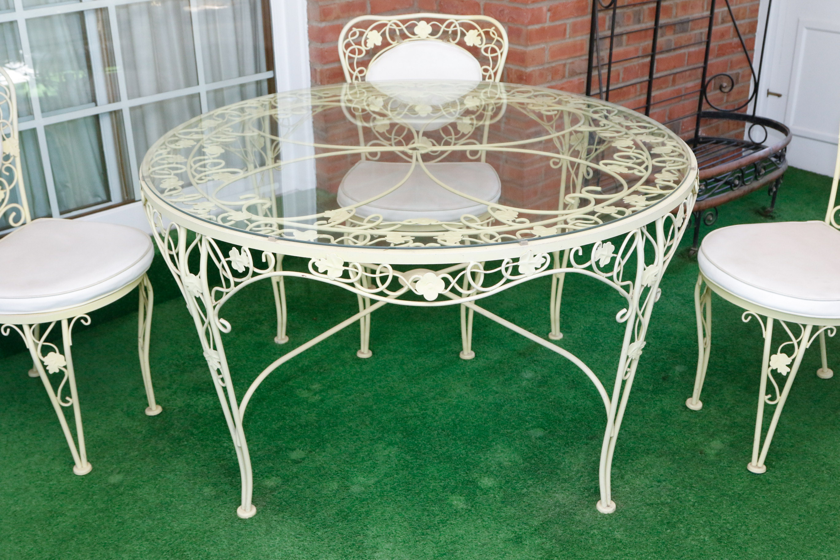 Birmingham Ornamental Wrought Iron Patio Dining Table and Chair Set