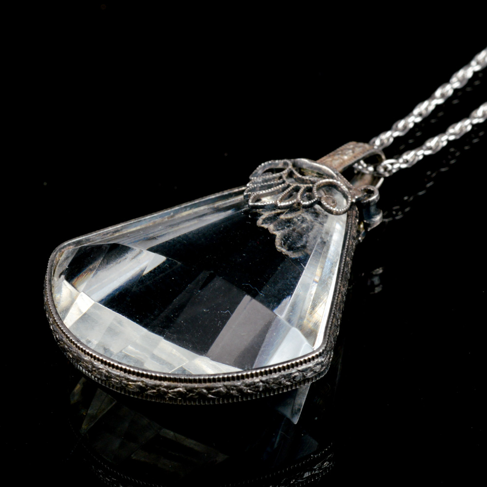 Sterling Silver and Quartz Pendant Necklace