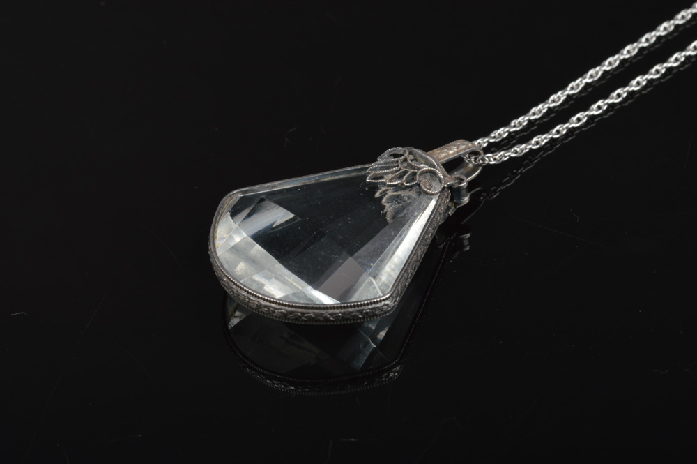 Sterling Silver and Quartz Pendant Necklace