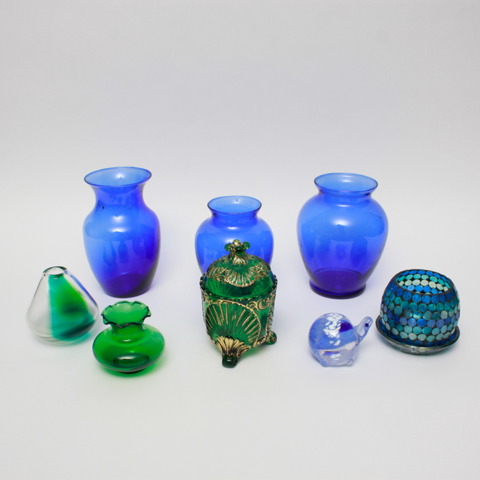 Green and Blue Glass Décor