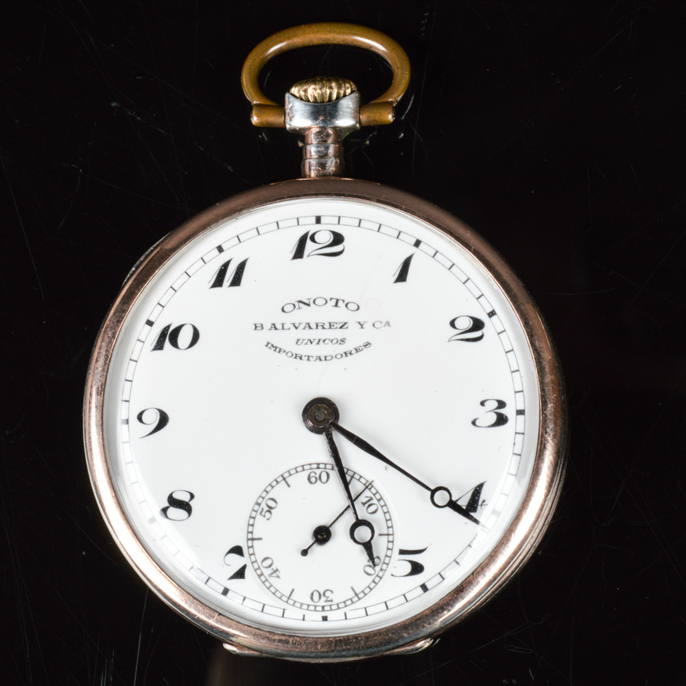 0.900 Silver Onoto European Niello Case Pocket Watch